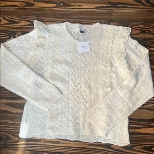 American Eagle Outfitters Cream Lace Sweater size L